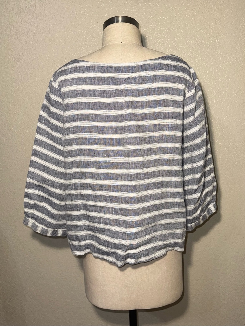 Christian Siriano 100% Linen Coastal Striped Blouse Large - Picture 4 of 6